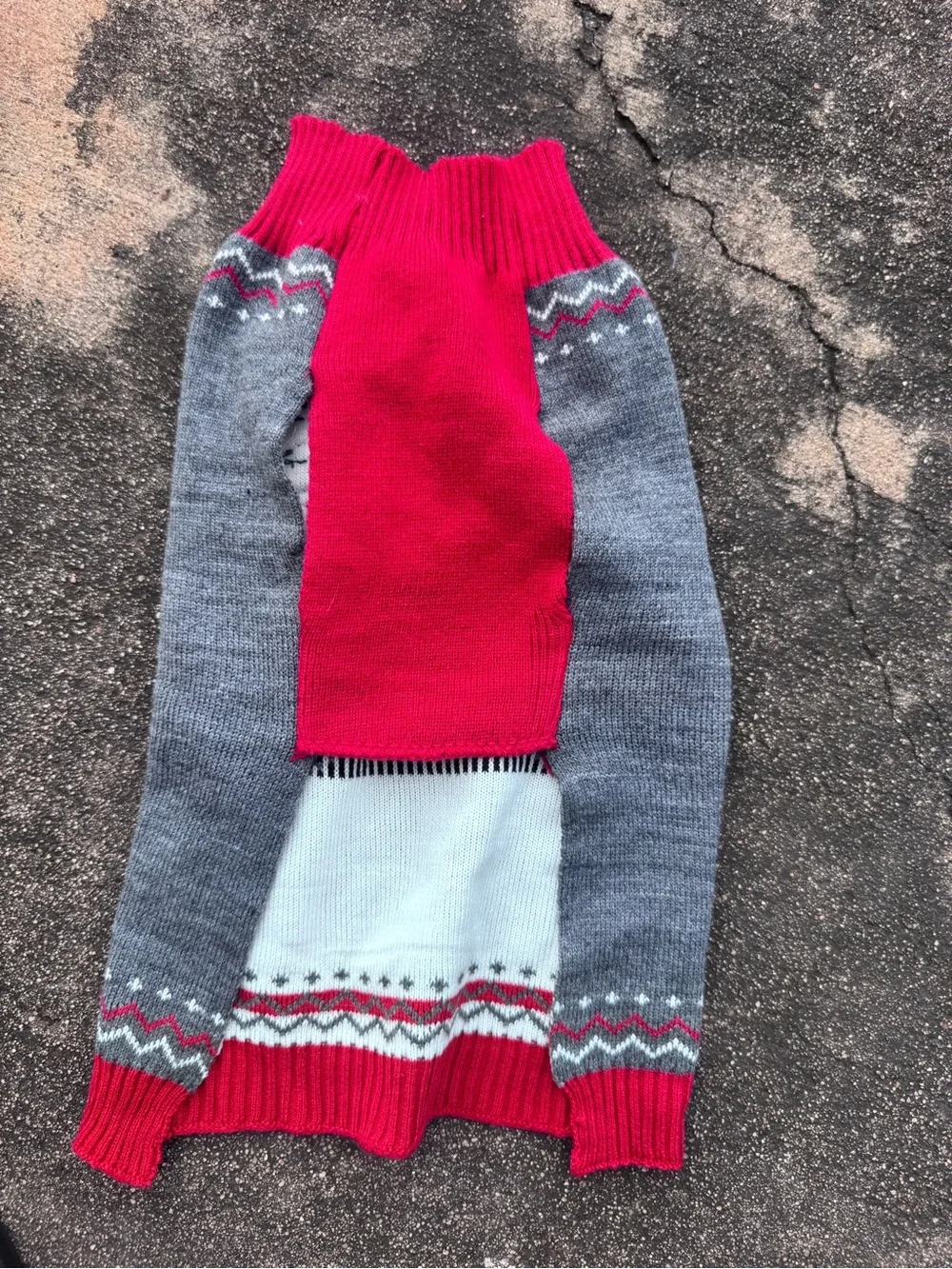Cute Gray Knit Pet Sweater with Red Truck & Tree